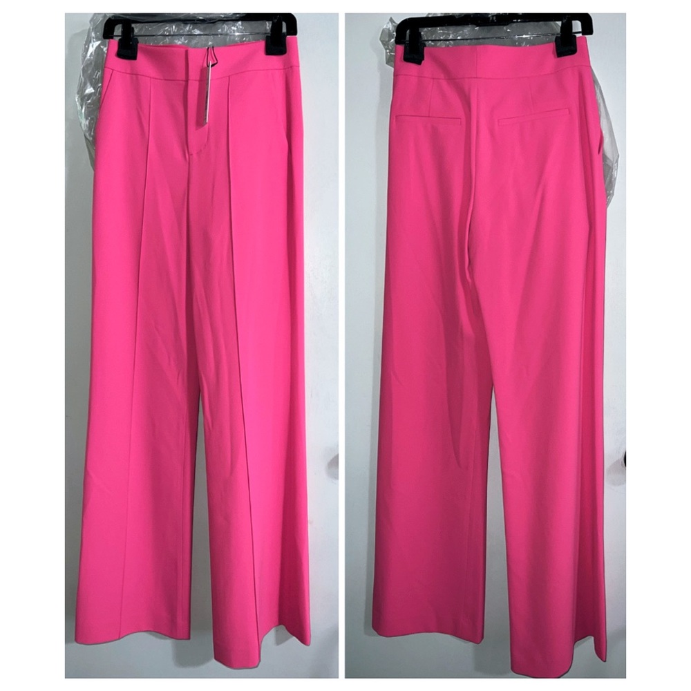 Alice + Olivia Dylan High Waisted Wide Leg Pink Pant - Picture 7 of 12